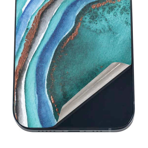 Turquoise Watercolor Geode iPhone 17 Pro Skin